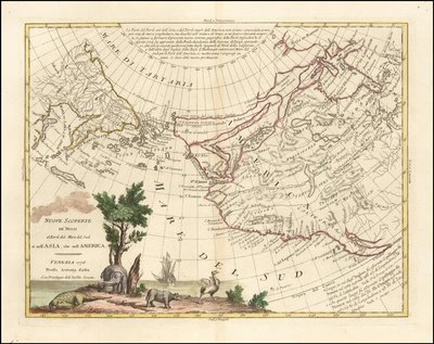Mapa de 1776 - Nuevos descubrimientos de los rusos al norte del Mar del Sur, tanto en Asia como en América de Antonio Zatta