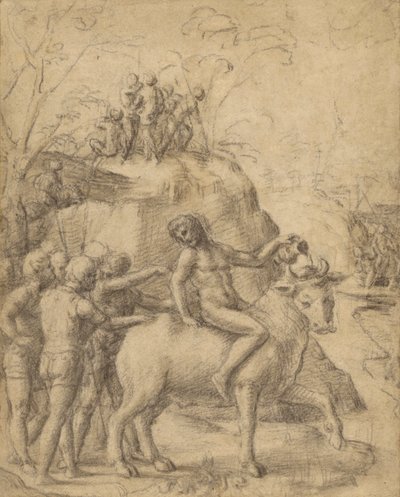 Correggio - Un hombre montado en un toro y otras figuras, 83.GB.344 de Antonio da Correggio