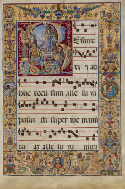 El Gradual. Inicial R: La Resurrección, c.1500 (temple, pan de oro y tinta sobre pergamino) de Antonio da Monza
