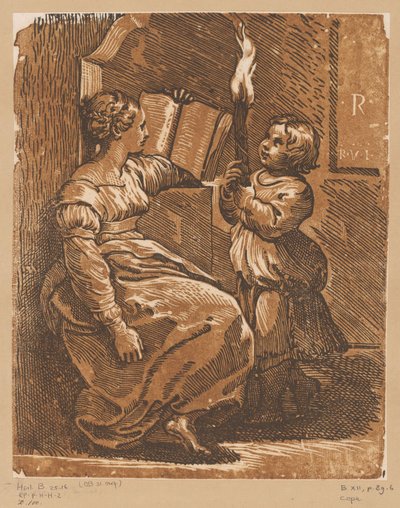 Lectura Sibyl con niño de Antonio da Trento (attributed to)