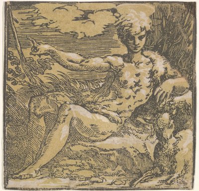 San Juan Bautista en el desierto, con un cordero a su lado, ca. 1527-30 de Antonio da Trento