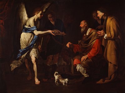 La curación de Tobías, c.1600-50 (óleo sobre lienzo) de Antonio de Bellis