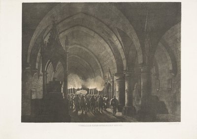 Fakkeldragers en Kerk Pórtico de una iglesia gótica (título sobre objeto) de Antonio de Pian