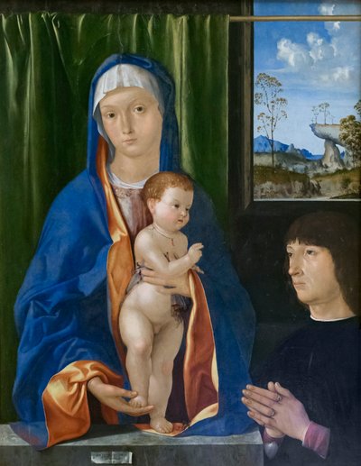 Virgen María con el Niño y donante de Antonio known as lo Zingaro Solaro