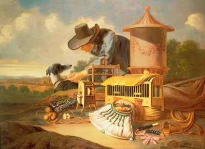 Un Pajarero y su Perro de Antonius Leemans
