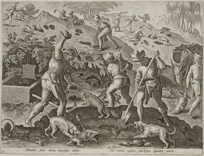 Caza de tejones de Antonius Wierix