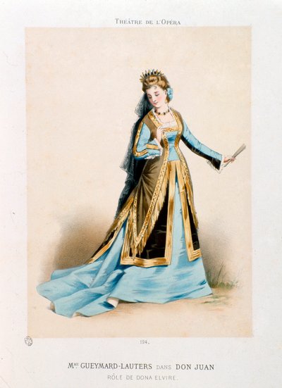 La cantante Pauline Lauters-Gueymard (1834-1876) interpretando a Doña Elvira en la ópera Don Giovanni de Wolfgang Amadeus Mozart durante una representación en el Teatro de la Ópera de París de Antony Paul Emile Morlon