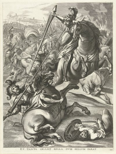 Aquiles derrota a Telephos; Entrada de Fernando en Gante en 1635 Et tanta gessit bella dvm bellvm parat (título sobre objeto) de Antony van der Does