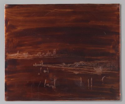 paisaje de río con torre de Antoon Derkzen van Angeren