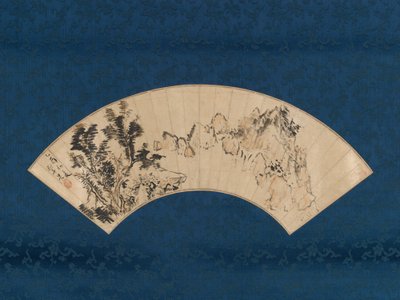 Preparando té junto a un desfiladero de montaña, 1825 de Aoki Mokubei