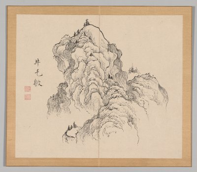 Álbum doble de estudios de paisajes después de Ikeno Taiga, Volumen 1 hoja 16, siglo XVIII de Aoki Shukuya