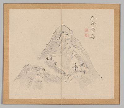 Doble álbum de estudios de paisajes después de Ikeno Taiga, Volumen 1 hoja 24 de Aoki Shukuya