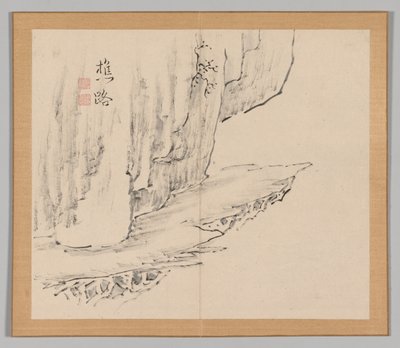 Álbum Doble de Estudios de Paisaje después de Ikeno Taiga, Volumen 1 hoja 31, siglo XVIII de Aoki Shukuya