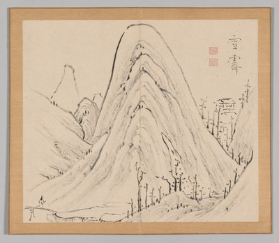 Doble álbum de estudios de paisajes después de Ikeno Taiga, Volumen 1 hoja 33, siglo XVIII de Aoki Shukuya