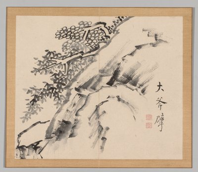 Álbum doble de estudios de paisajes después de Ikeno Taiga, Volumen 1 hoja 9, siglo XVIII de Aoki Shukuya