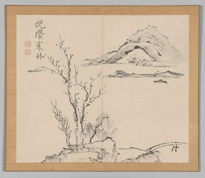 Álbum doble de estudios de paisajes después de Ikeno Taiga, Volumen 2 hoja 11, siglo XVIII de Aoki Shukuya