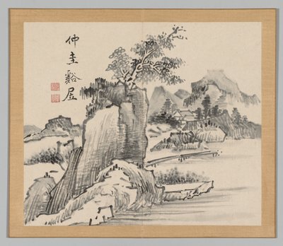 Álbum Doble de Estudios de Paisaje después de Ikeno Taiga, Volumen 2 hoja 14, siglo XVIII de Aoki Shukuya