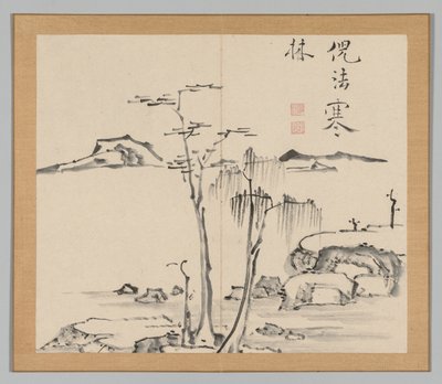 Doble álbum de estudios de paisajes después de Ikeno Taiga, Volumen 2 hoja 15 de Aoki Shukuya