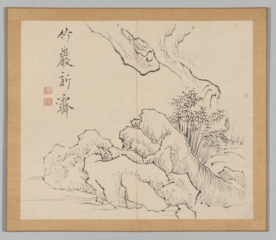 Álbum doble de estudios de paisajes después de Ikeno Taiga, Volumen 2 hoja 19, siglo XVIII de Aoki Shukuya