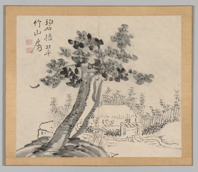 Álbum doble de estudios de paisajes después de Ikeno Taiga, Volumen 2 hoja 32, siglo XVIII de Aoki Shukuya