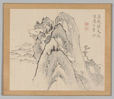 Álbum doble de estudios de paisajes después de Ikeno Taiga, Volumen 2 hoja 33, siglo XVIII de Aoki Shukuya