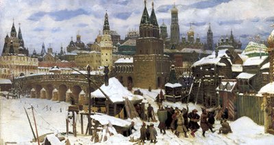 Moscú en el siglo XVII. El Puente de Todos los Santos, 1901 de Apollinari Mikhailovich Vasnetsov