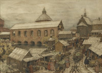 Vieja Moscú. Okhotny Ryad, 1900s-1910s de Apollinari Mikhailovich Vasnetsov