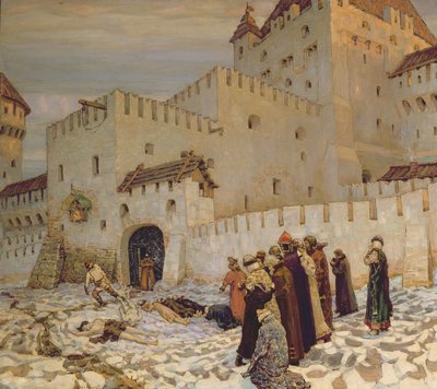El campo de batalla (Reconstrucción del Viejo Moscú) de Apollinari Mikhailovich Vasnetsov