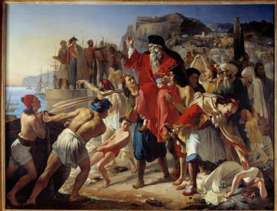 El abordaje de los Parganiotes. Escena histórica durante la Guerra de la Independencia griega (1819). Pintura de Appollodore Callet (1779-1831) de Apollodore Alphonse Callet