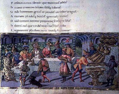 Escena de banquete, del Eneida de Apollonio di Giovanni di Tommaso
