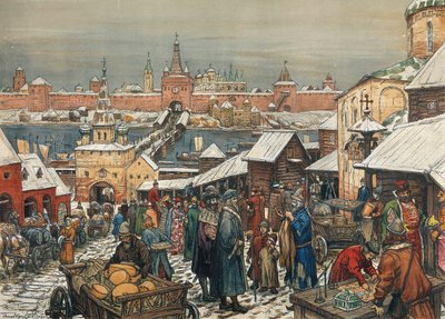 Mercado de Novgorod, finales del siglo XIX - principios del siglo XX de Appolinari Mikhaylovich Vasnetsov