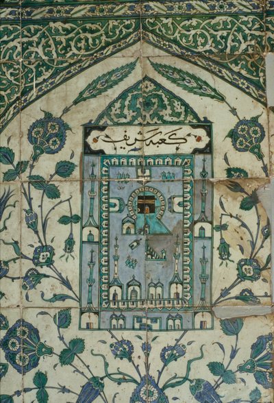 Azulejo con una representación de La Meca, siglo XVI-XVII (cerámica) de Arabic School