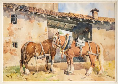 Caballos (acuarela) de Arcangelo Salvarani