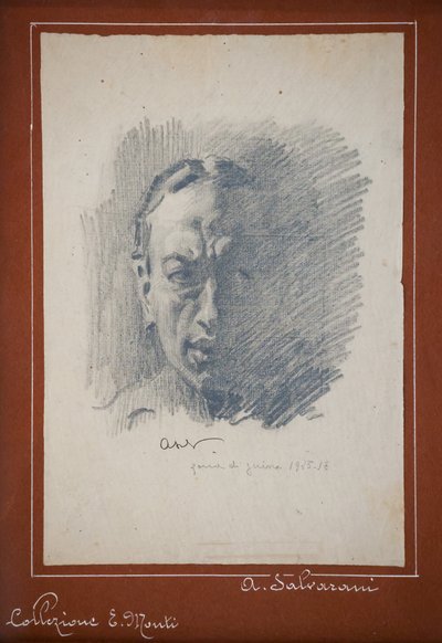 Autorretrato (lápiz sobre papel) de Arcangelo Salvarani
