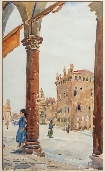 Plaza de Carpi (acuarela) de Arcangelo Salvarani