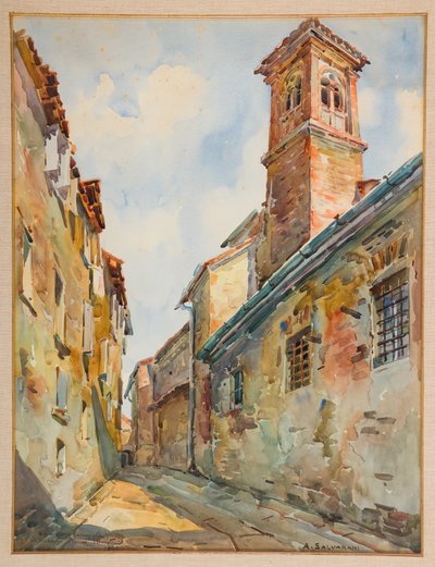 Iglesia de San Pablo en Módena (acuarela sobre papel) de Arcangelo Salvarani