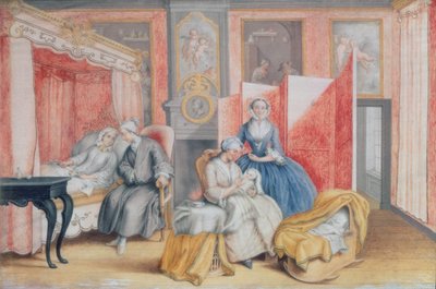 José II (1741-90) al lado de la cama de su esposa Isabel de Parma tras el nacimiento de su hija María Teresa (1762-1770), 1762 de Archduchess of Austria Maria Christine