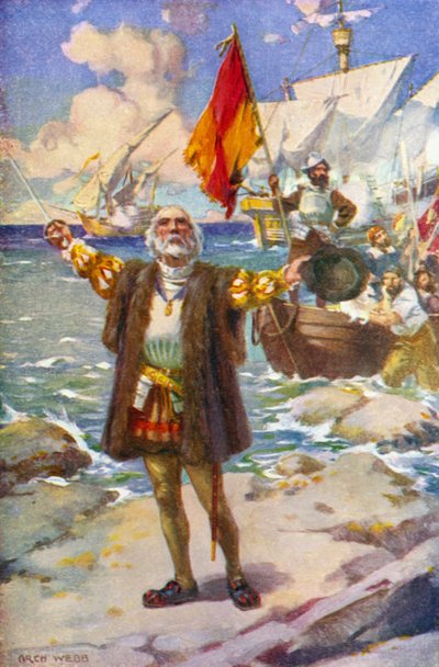 El desembarco de Colón de Archibald Bertram (after) Webb