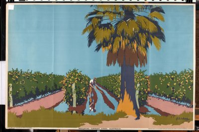 Irrigating Currant Vines - Australia (litografía en color) de Archibald Bertram Webb