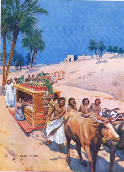 Procesión fúnebre en el Antiguo Egipto, 1925 de Archibald Webb
