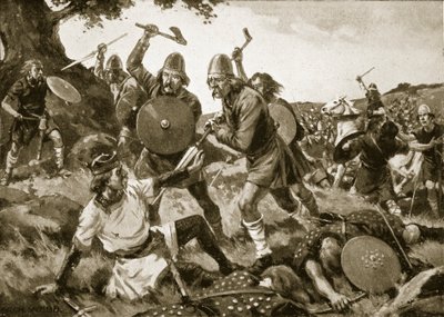 Derrota y muerte del Rey Oswald, 642, ilustración de 