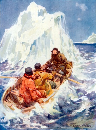 John Franklin presenciando la creación de un iceberg de Archibald Webb