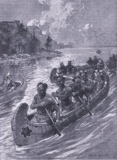 El viaje que llevó al sitio de Quebec (ilustración de Cassells Romance of Famous Lives, c.1940) de Archibald Webb