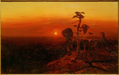 Puesta de sol sobre un bosque de pinos de Archip Iwanowitsch Kuindschi