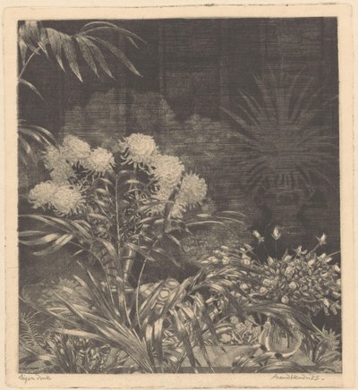 Interior con flores en jarrones y plantas en macetas de Arend Hendriks (signed by artist)