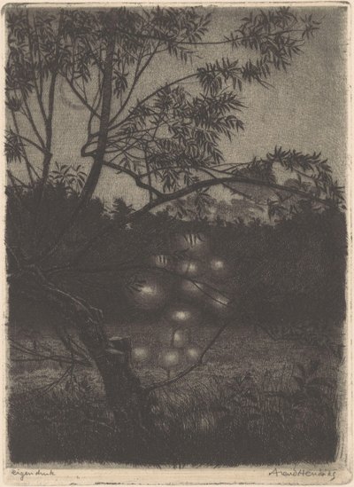 Jardín con árbol luminoso de Arend Hendriks (signed by artist)