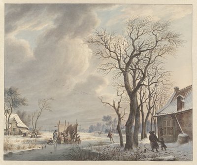 Paisaje invernal con entretenimiento de hielo de Arend van Glashorst jr.