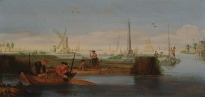 Escena fluvial con pescadores (óleo sobre lienzo) de Arentsz van der Cabel