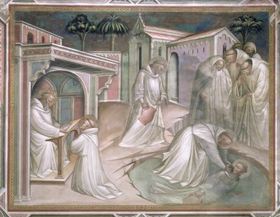 Mauro salva a Plácido, detalle de la Vida de San Benito (c.480-c.550), en la Sacristía, 1387 de Aretino Luca Spinello or Spinelli