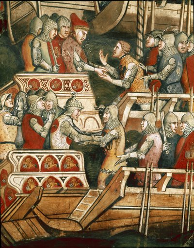 Batalla naval en Punta Salvore en el Golfo de Trieste (detalle) de Aretino Luca Spinello or Spinelli